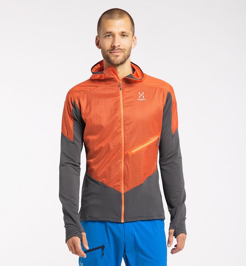 Haglöfs Mens L.I.M Hybrid Fleece Black/Orange New Zealand 97824DRLA